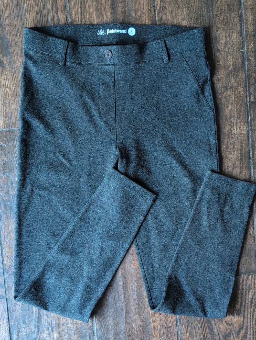 Betabrand Classic Skinny Dress Yoga Pants Charcoal Gray - Women's Large Long